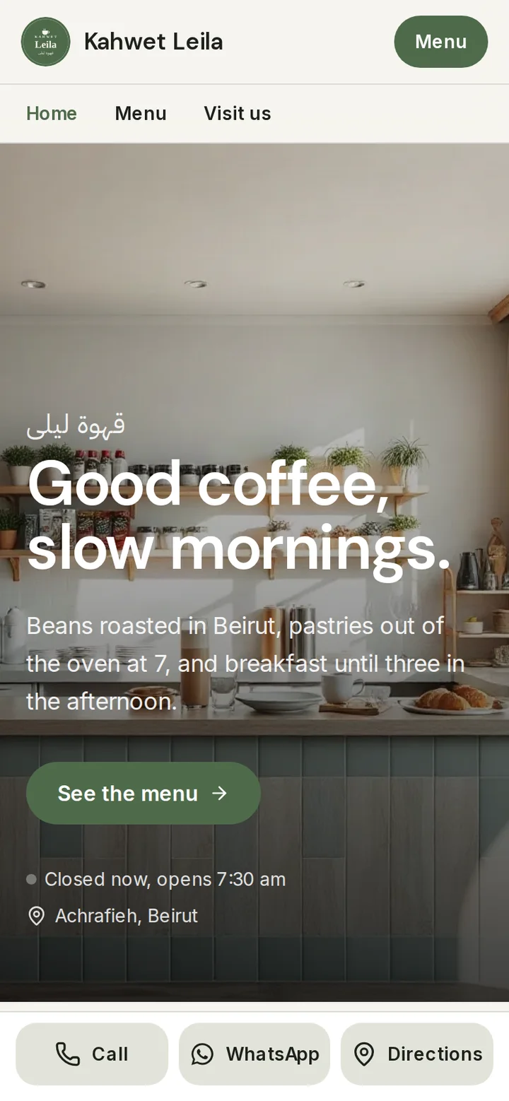 A café website on Mataaem